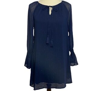 Francesca's Mi Ami Navy Blue Long Sleeve Dress Size M